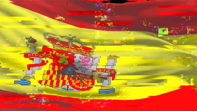 Mysterious hacking group Careto was run by the Spanish government, An illustration showing a glitchy Spanish flag.