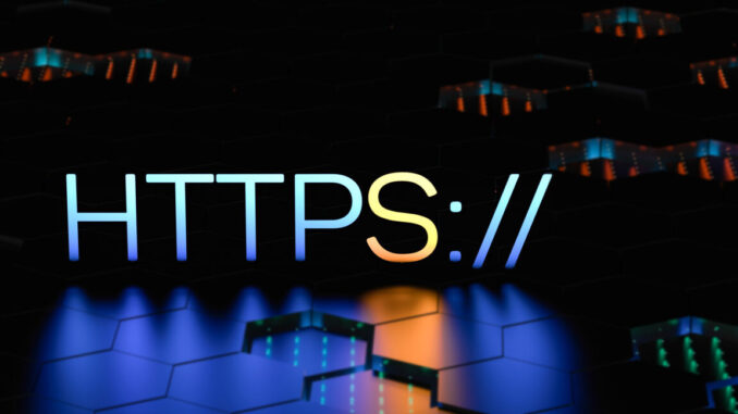 Two certificate authorities booted from the good graces of Chrome The HTTPS concept with highlighted glowing S. HyperText Transfer Protocol Secure. Increasing the security of encryption. The concept of safe surfing on the net. 3D render.