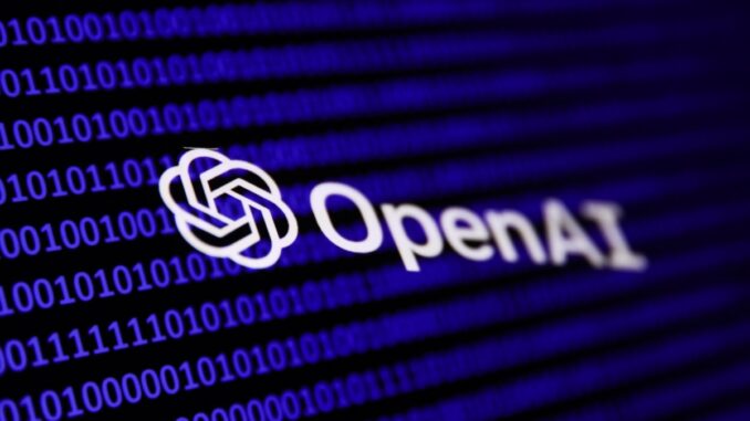 Binary code and OpenAI logo