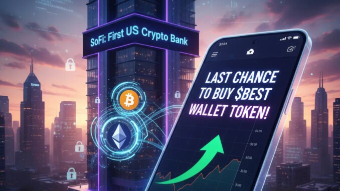 SoFi Becomes First US Crypto Bank, Last Chance to Buy Best Wallet Token