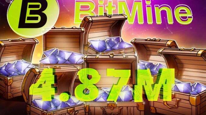 Bitmine Expands ETH Treasury with Major Purchase, Nears 5% Supply