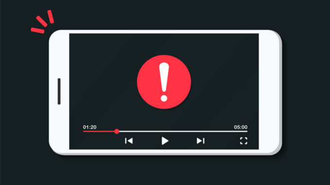 Error message on video playing on white phone