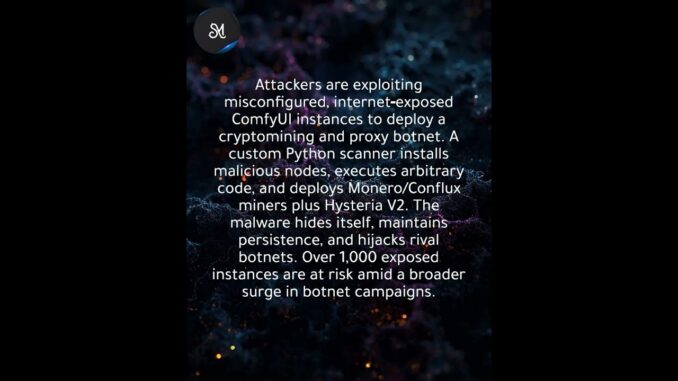 Cryptomining botnet targets 1,000+ exposed ComfyUI instances