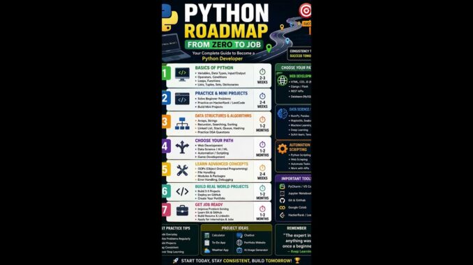 Python Roadmap 2026 🚀 | Complete Beginner to Advanced Guide ||python road map