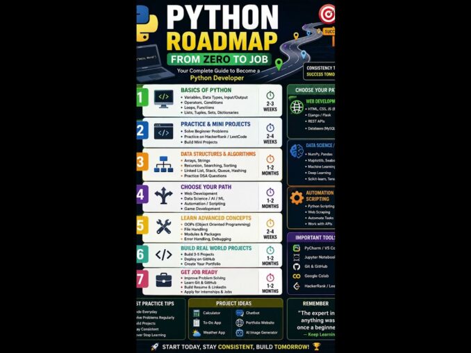 Python Roadmap 2026 🚀 | Complete Beginner to Advanced Guide ||python road map