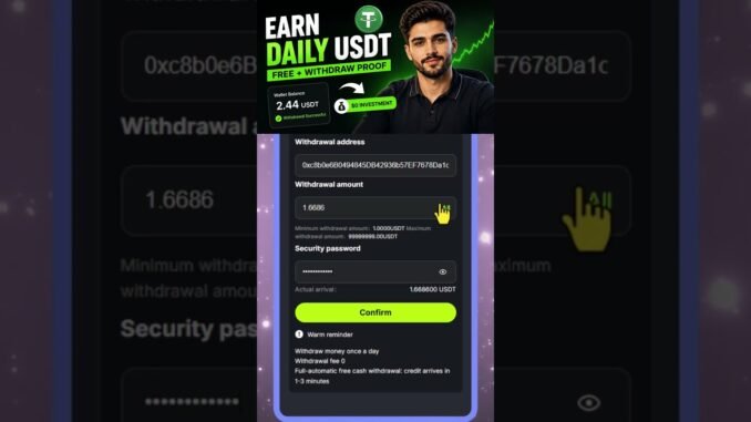 Fastest way to withdraw USDT earnings #crypto #mining #tips