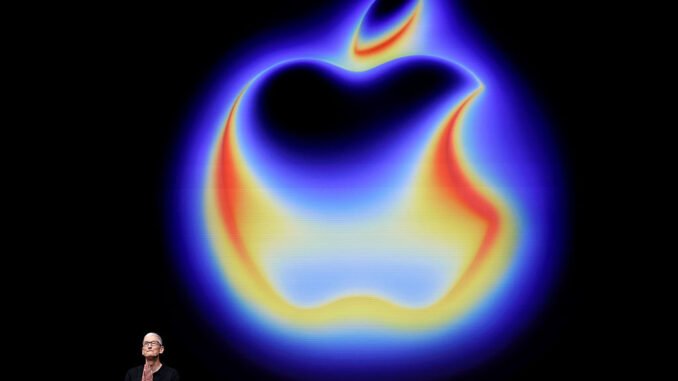 Apple CEO Tim Cook speaks during the keynote address at an Apple special event on September 09, 2025 in Cupertino, California.
