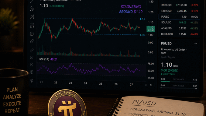 The PI token consolidating around $0.125.