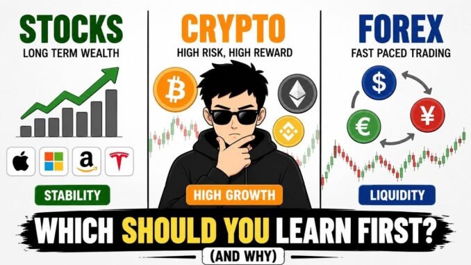 🚀 Stocks vs Crypto vs Forex: Which Should You Learn First? (Beginner's Guide 2026)