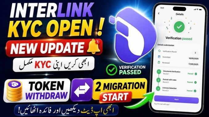 Interlink Network KYC Open 2026  New Update | Token Withdraw & 2nd Migration Start | Full Guide Urdu