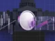 XRP-inspired coin beside abstract market levels and a Senate vote indicator in a purple-magenta crypto news scene