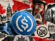 Editorial collage of a stablecoin symbol, Canadian Parliament, an hourglass, and a bank vault illustrating proposed redemption limits.