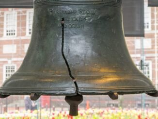 The Liberty Bell outside Independence Hall in Philadelphia