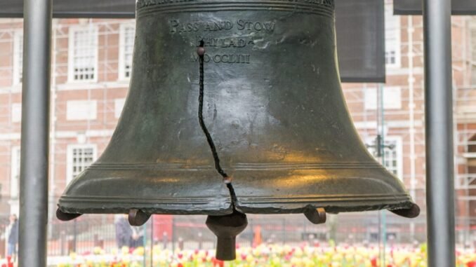The Liberty Bell outside Independence Hall in Philadelphia